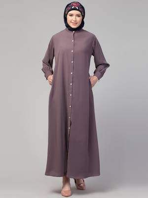 Front open Band Colar & cuff Daily wear casual Abaya 1