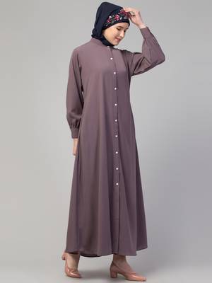 Front open Band Colar & cuff Daily wear casual Abaya 6