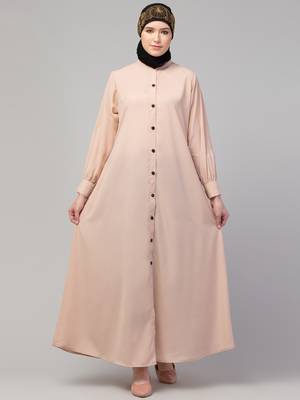 Nazneen Front open Band Colar & cuff Daily wear casual Abaya 1