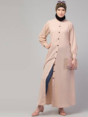 Nazneen Front open Band Colar & cuff Daily wear casual Abaya 5