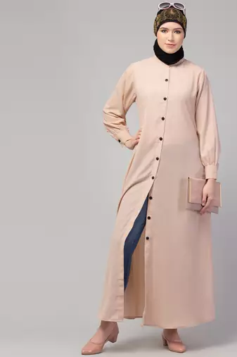 Nazneen Front open Band Colar & cuff Daily wear casual Abaya