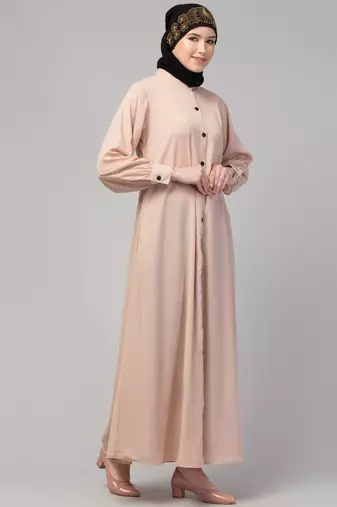 Nazneen Front open Band Colar & cuff Daily wear casual Abaya