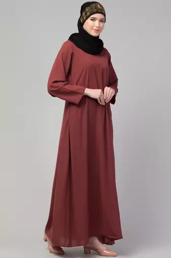 Flare daily wear basic Rust Casual Abaya