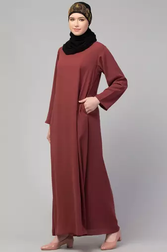 Flare daily wear basic Rust Casual Abaya