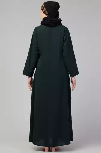 Green Nida Plain Abaya Dress