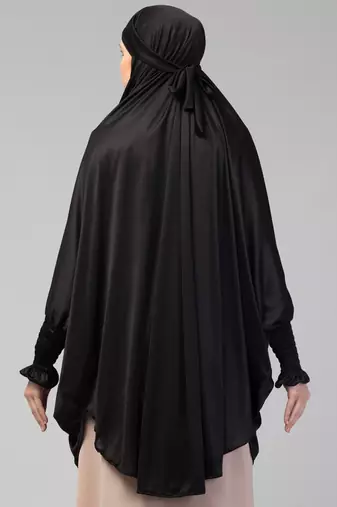 Ready to Wear tie at back smoking at wrist with Naqab instant Khimer Prayer hijab For Hajj and Umrah