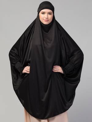 Ready to Wear tie at back smoking at wrist with Naqab instant Khimer Prayer hijab For Hajj and Umrah 3