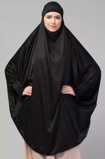 Ready to Wear tie at back smoking at wrist with Naqab instant Khimer Prayer hijab For Hajj and Umrah