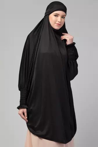 Ready to Wear tie at back smoking at wrist with Naqab instant Khimer Prayer hijab For Hajj and Umrah
