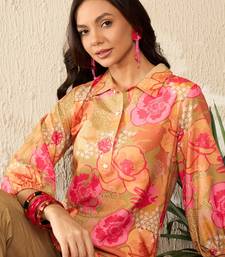 women green rayon blend floral printed top and trousers coord sets