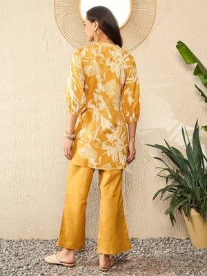 Mustard Blended Cotton Floral Printed Palazzo Co-ord Set 4