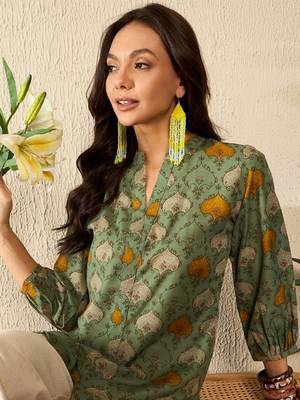 Multicolor Cotton-Blend Abstract Printed Top  1
