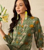 Multicolor Cotton-Blend Abstract Printed Top 