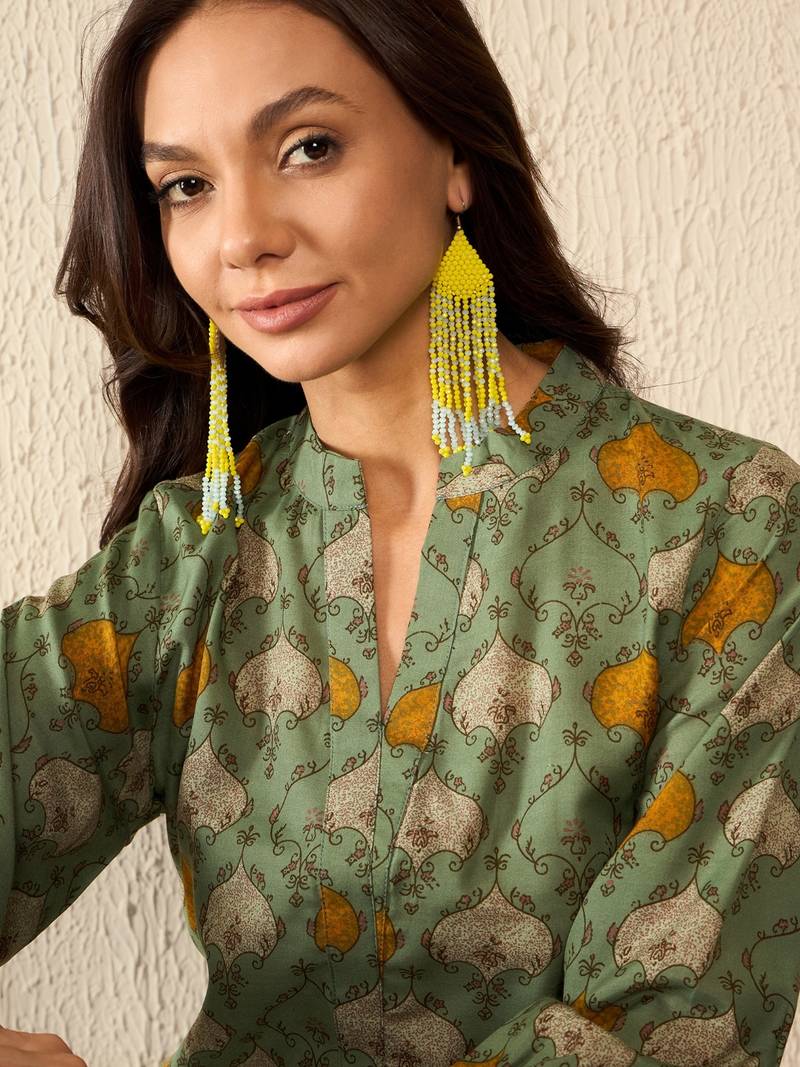 Multicolor Cotton-Blend Abstract Printed Top 