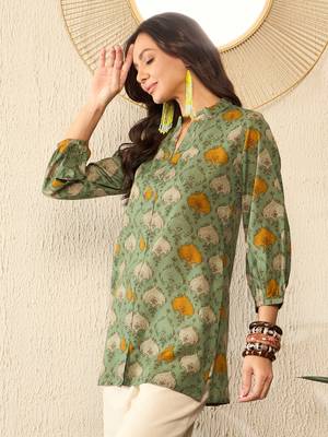 Multicolor Cotton-Blend Abstract Printed Top  3