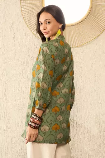 Multicolor Cotton-Blend Abstract Printed Top 