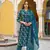 women blue rayon blend floral printed straight kurta trousers with dupatta