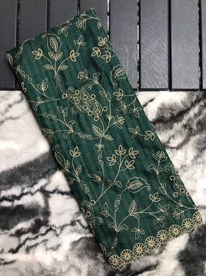Hand Embroidered Soft Silk Saree with Cutwork Border 6