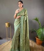 Brandy Beige Embroidered Work Soft Silk Saree