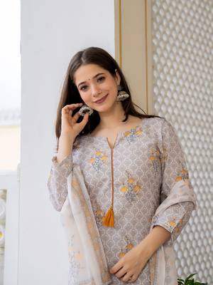 women off white rayon blend ethnic motifs printed straight kurta trouser with dupatta 3