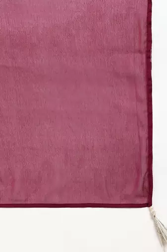 women purple silk blend solid embroidered straight kurta trouser with dupatta