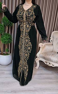 Black Moroccan Kaftan With hijab 1