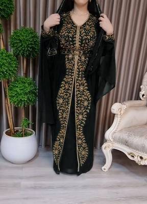 Black Moroccan Kaftan With hijab 3