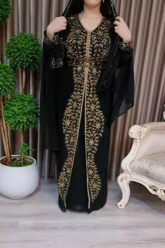 Black Moroccan Kaftan With hijab