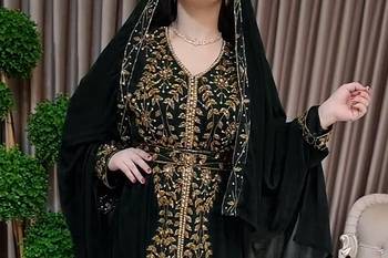 Black Moroccan Kaftan With hijab 4