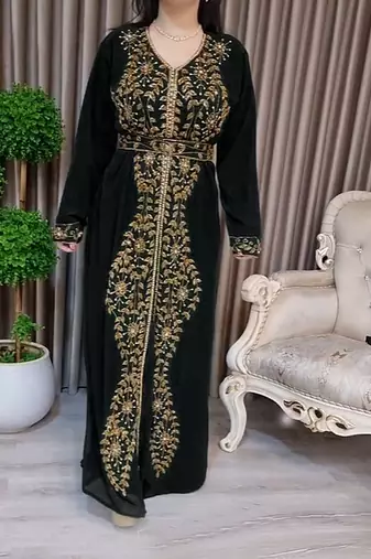 Black Moroccan Kaftan With hijab