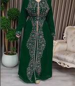 Dark Green luxurious Moroccan Kaftan With hijab.
