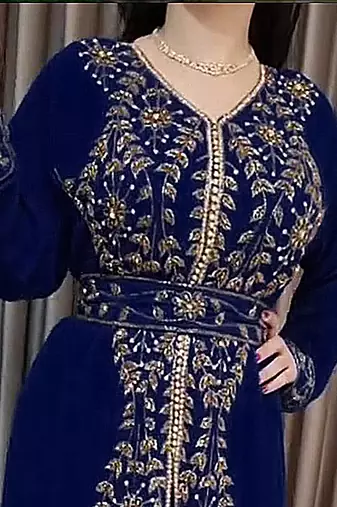 Navy Blue Moroccan Kaftan With hijab