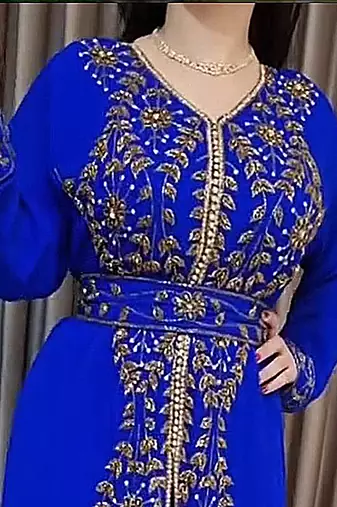 Royal Blue Moroccan Kaftan With hijab