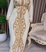 OFF White luxurious Moroccan Kaftan With hijab.