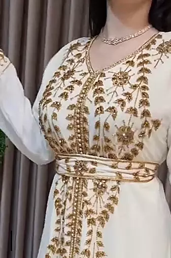 OFF White Moroccan Kaftan With hijab