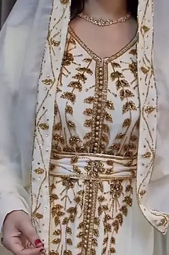 OFF White Moroccan Kaftan With hijab