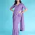 Lavender Chiffon Beads& Stone Saree With Unstitched Blouse Piece