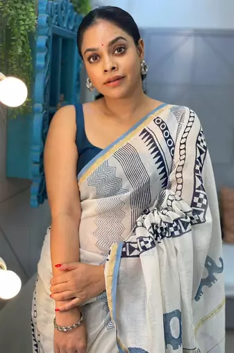 Digital Print Muslin Chanderi Saree Luxurious Muslin Chanderi Saree with Intricate Design