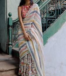Digital Print Muslin Chanderi Saree Luxurious Muslin Chanderi Saree with Intricate Design