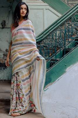 Digital Print Muslin Chanderi Saree Luxurious Muslin Chanderi Saree with Intricate Design 2