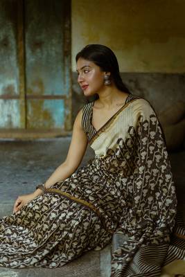 Digital Print Muslin Chanderi Saree Luxurious Muslin Chanderi Saree with Intricate Design 1