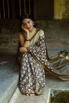 Digital Print Muslin Chanderi Saree Luxurious Muslin Chanderi Saree with Intricate Design 3