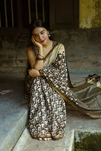 Digital Print Muslin Chanderi Saree Luxurious Muslin Chanderi Saree with Intricate Design