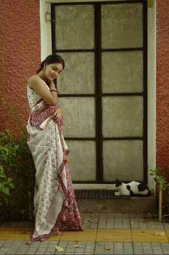 Digital Print Muslin Chanderi Saree Luxurious Muslin Chanderi Saree with Intricate Design