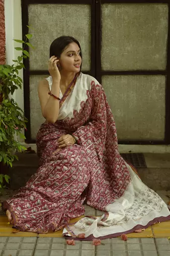 Digital Print Muslin Chanderi Saree Luxurious Muslin Chanderi Saree with Intricate Design