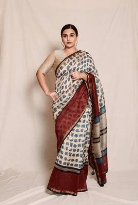Digital Print Muslin Chanderi Saree Luxurious Muslin Chanderi Saree with Intricate Design 1