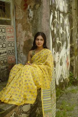 Digital Print Muslin Chanderi Saree Luxurious Muslin Chanderi Saree with Intricate Design 2