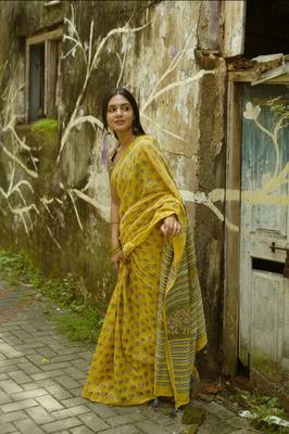 Digital Print Muslin Chanderi Saree Luxurious Muslin Chanderi Saree with Intricate Design 1