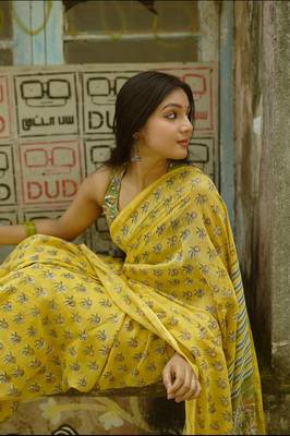 Digital Print Muslin Chanderi Saree Luxurious Muslin Chanderi Saree with Intricate Design 6