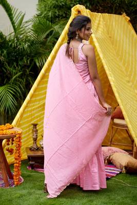 Pink zari short kurta garara (set of 3) 5